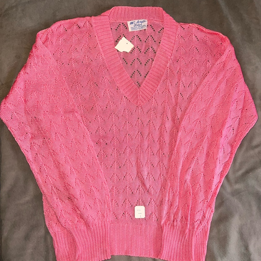 NEW VTG JCPenney Light Weight Sweater Pink Women’s Large 100% Acrylic Spring